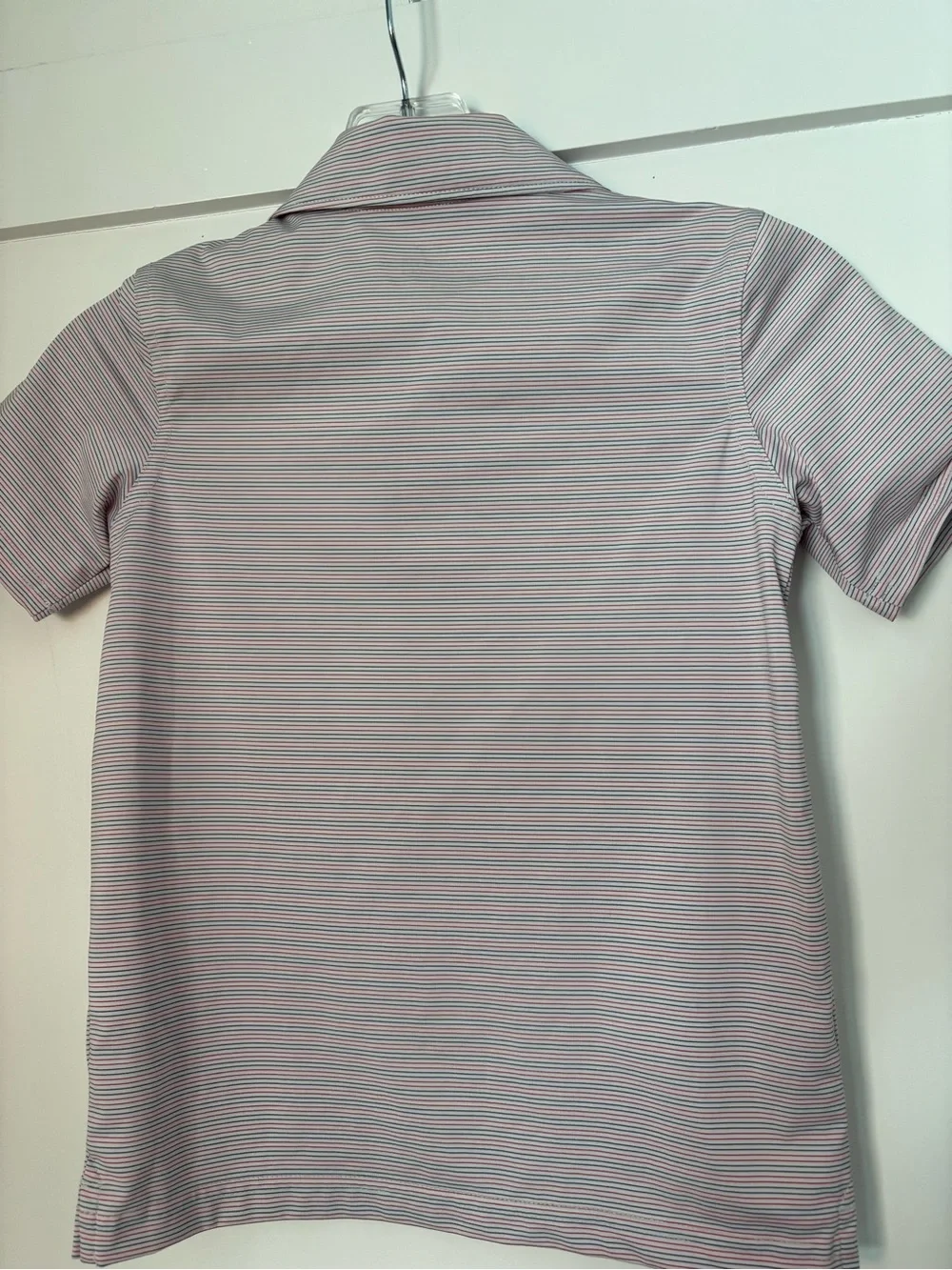 Vineyard Vines Kids Performance Polo in White with Red and Navy Stripes